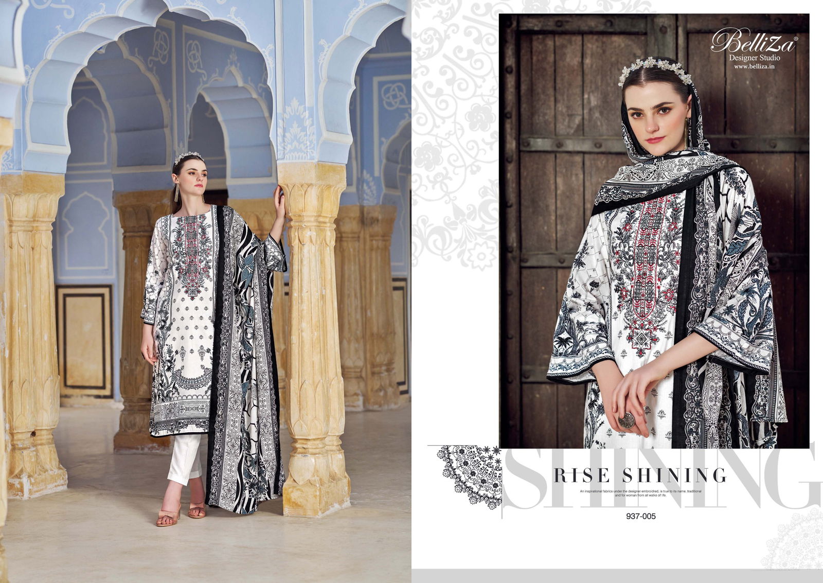 Naira Black And White Edition 3 By Belliza Cotton Dress Material Wholesale Shop In Surat
